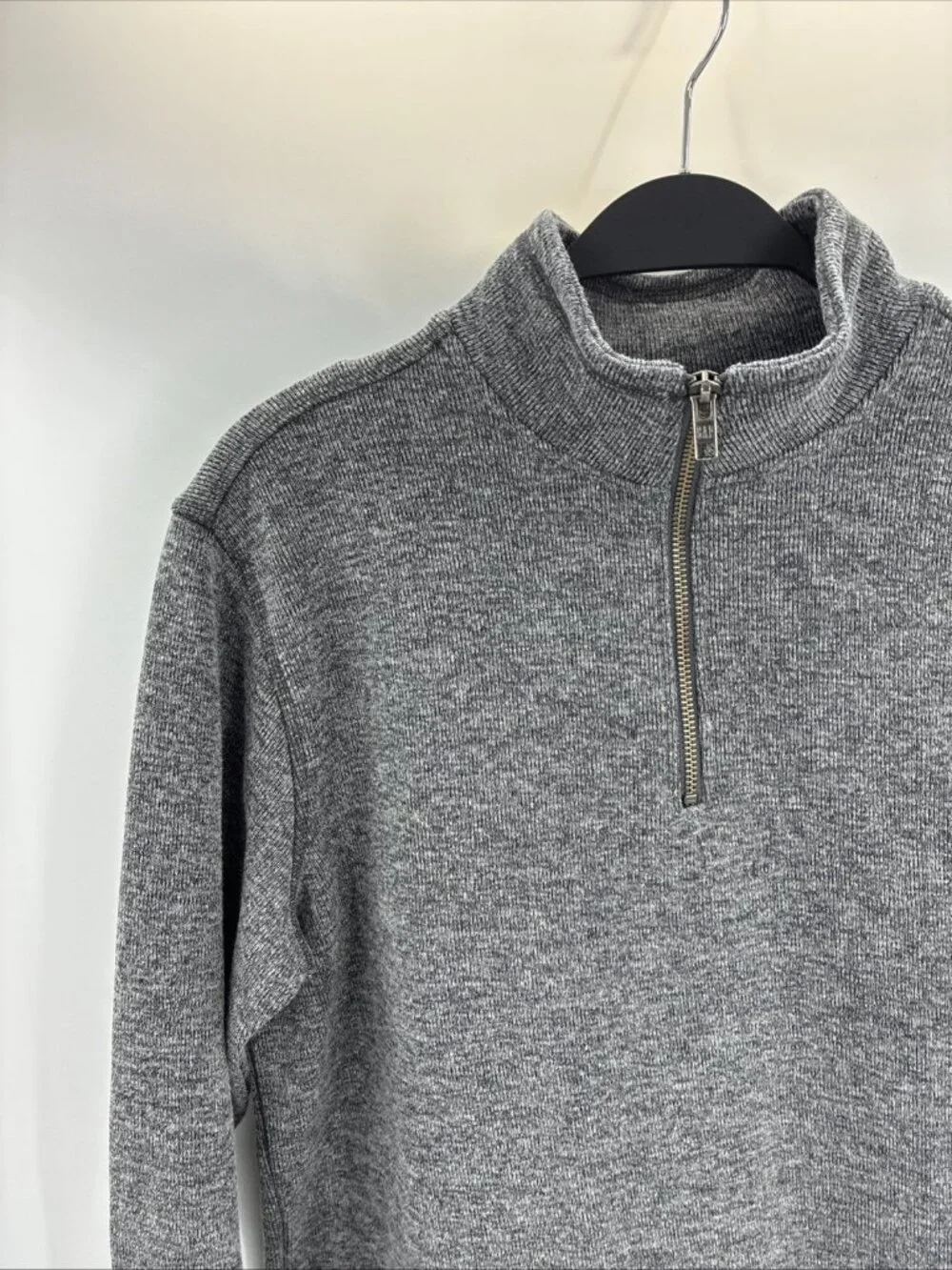 GAP Mens Gray Quarter Zip Pullover Sweater Fleece Mock Neck Size Small